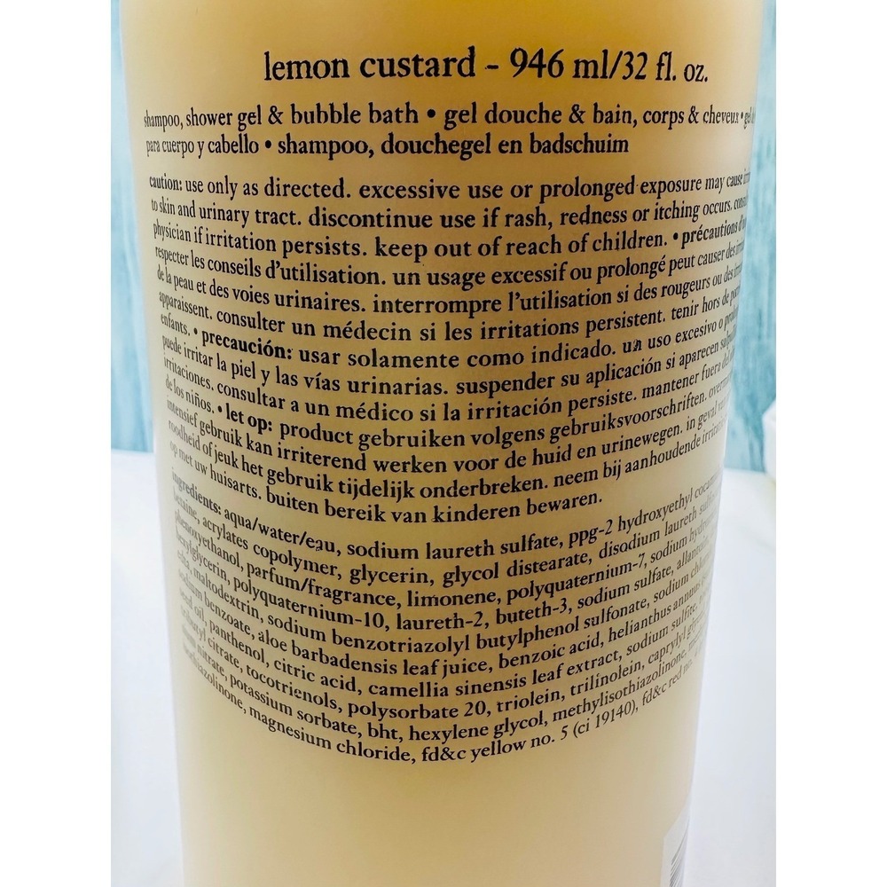 32 oz Philosophy Lemon Custard 3-in-1 Shampoo Shower Gel & Bubble Bath w/ Pump - Picture 3 of 4